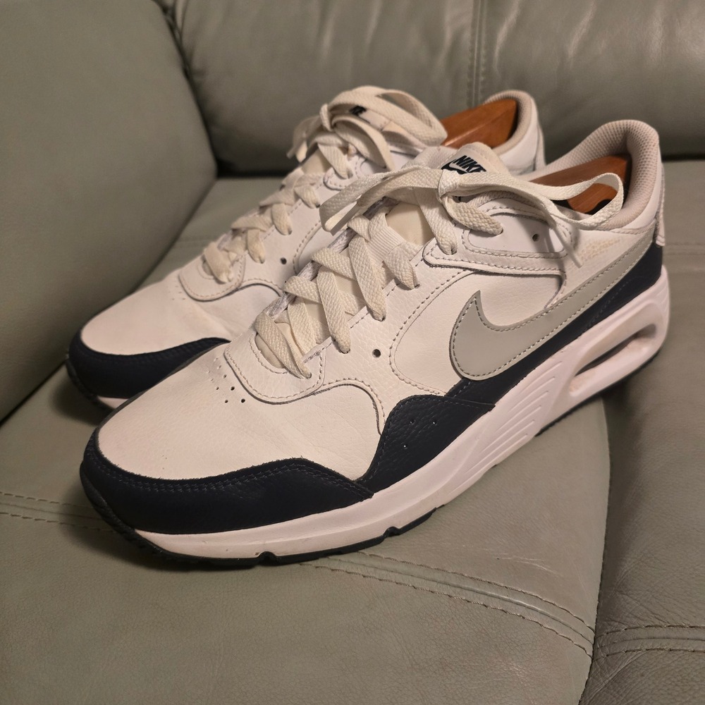 Nike Air Max 1 White and Navy Sneakers